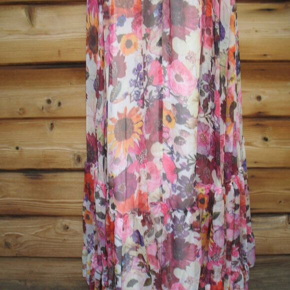 MAC DUGGAL 68108 Multicolor Asymmetrical Ruffled Halter Floral Gown - Picture 13 of 15